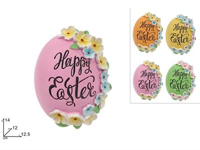 DECORAZIONE UOVO 14cm HAPPY EASTER COL.ASS.