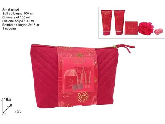 CONFEZIONE REGALO BEAUTY ROSSO C/SET DA BAGNO 6pz