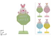 DECORAZIONE PASQUA METALLO CONIGLIO HAPPY EASTER