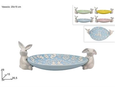 VASSOIO C/CONIGLI CERAMICA 20x15cm