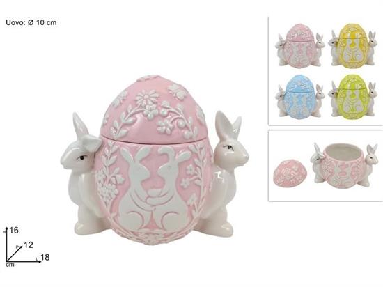 BARATTOLO UOVO C/CONIGLI 10cm ASS.