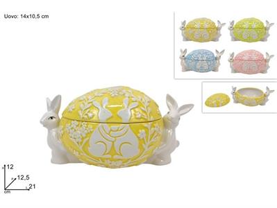 BARATTOLO UOVO C/CONIGLI 14cm ASS.