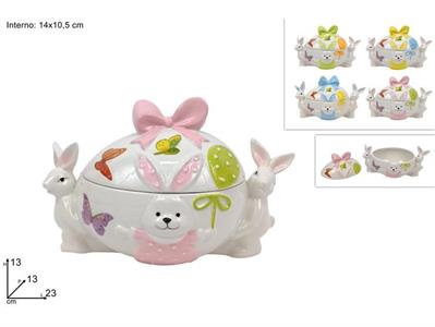BARATTOLO UOVO C/CONIGLIO SCENARIO PASQUA 14cm