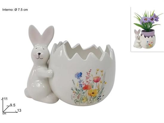 PORTAUOVO/PIANTA C/CONIGLIO CERAMICA 7cm