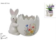 PORTAUOVO/PIANTA C/CONIGLIO CERAMICA 7cm