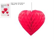 CUORI IN CARTA 3D 3pz 3 MISURE (10/15/20cm)