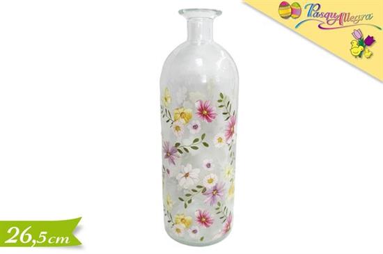VASO TRASPARENTE C/FIORI 26cm