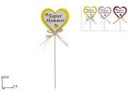 SPILLONE CUORE LEGNO MAMMA 22cm COL.ASS.