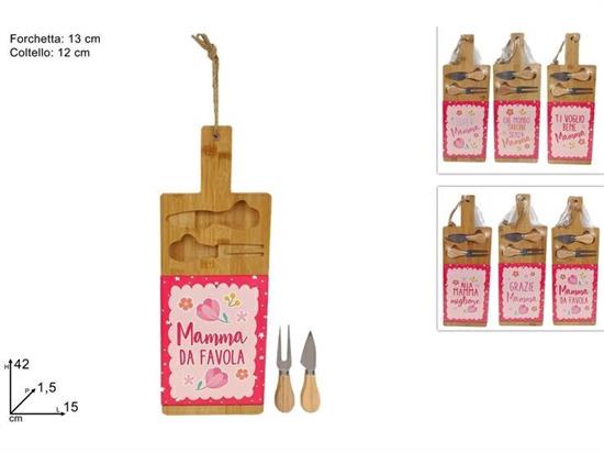 TAGLIERE MAMMA C/ACCESSORI LEGNO E CERAMICA