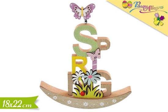 DECORAZIONE SCRITTA SPRING LEGNO 18x22cm
