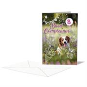 BIGLIETTO COMPLEANNO C/ROTELLA CAGNOLINA 1-9 ANNI