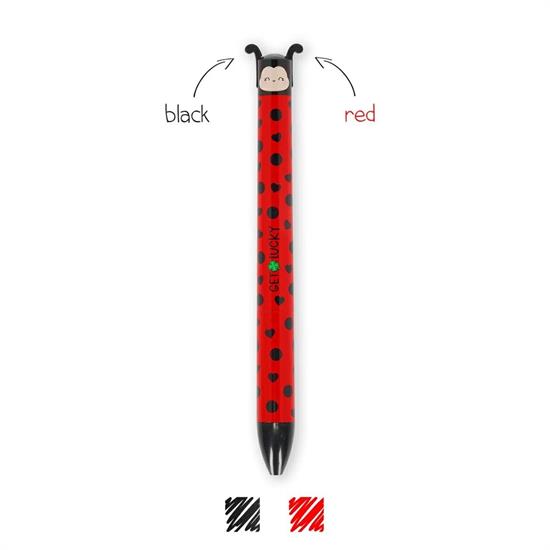 PENNA SFERA DUE COLORI CLICK&CLACK - LADYBUG - ink nero e rosso