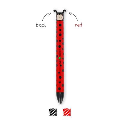 PENNA SFERA DUE COLORI CLICK&CLACK - LADYBUG - ink nero e rosso