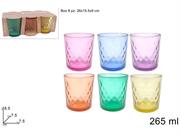 BICCHIERI VETRO DIAMANTE COLORATI 6pz 265ml