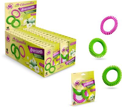 BRACCIALE ANTIZANZARE A MOLLA 3pz EVA CITRONELLA COL.ASS.