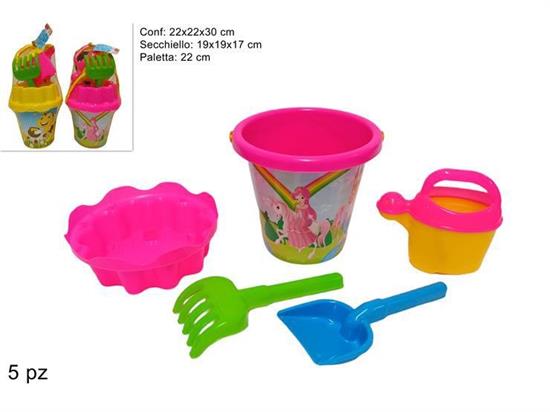 SECCHIELLO MARE BIMBA C/ACCESSORI 5pz