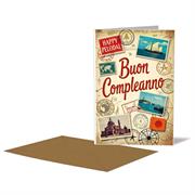 BIGLIETTO COMPLEANNO VIAGGI VINTAGE