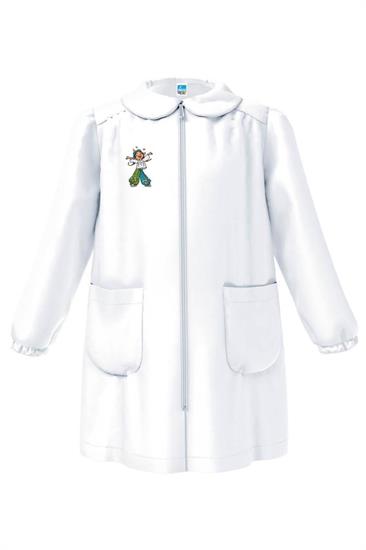 GREMBIULE ASILO BIANCO BIMBA CERNIERA 50 HAPPY 3anni