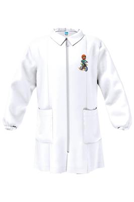 GREMBIULE ASILO BIANCO BIMBO CERNIERA 55 MOTOCROSS 4anni