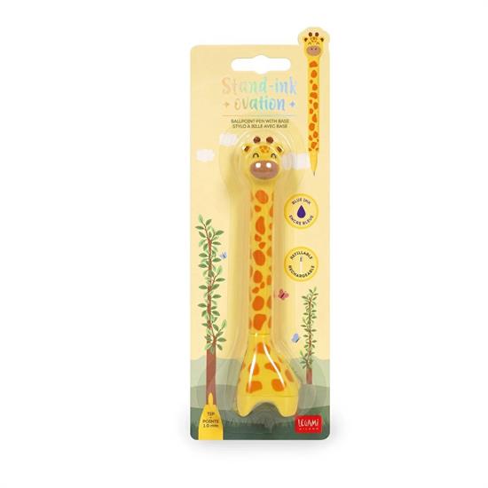 PENNA SFERA CON BASE STAND-INK OVATION - GIRAFFE - ink blue