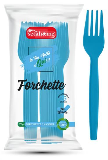 FORCHETTE PLASTICA 25pz AZZURRO