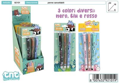 PENNE CANCELLABILI 3pz ANIMALI modello ass.