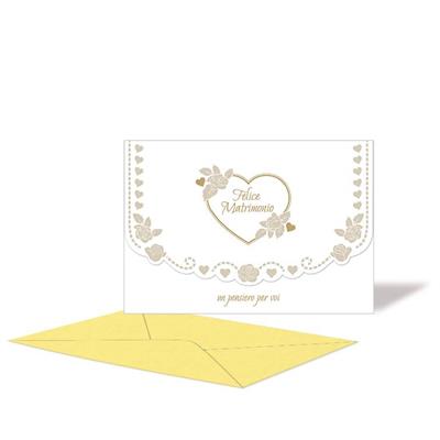 BIGLIETTO NOZZE P/SOLDI ORO PERLA