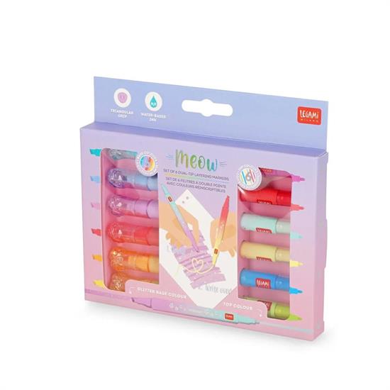 PENNARELLI DOPPIA PUNTA 6pz LEGAMI - MEOW KITTY