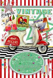 BIGLIETTO COMPLEANNO VINTAGE VESPA