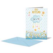 BIGLIETTO BATTESIMO CELESTE NUVOLA