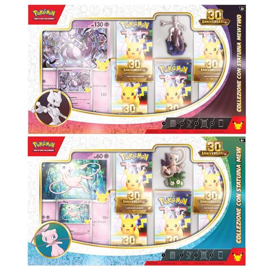POKEMON 30° ANNIVERSARIO - 5 BUSTE + STATUINA MEW / MEWTWO ass.
