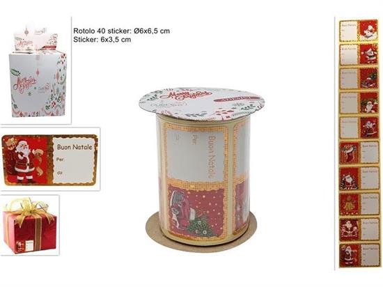 ROTOLO 40 STICKERS SEGNANOME NATALE