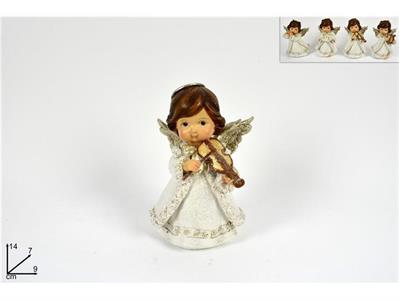 ANGELO MUSICISTA C/VESTITO BIANCO GLITTER 14cm