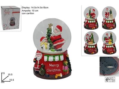 AMPOLLA 10cm C/CARILLON BABBO NATALE