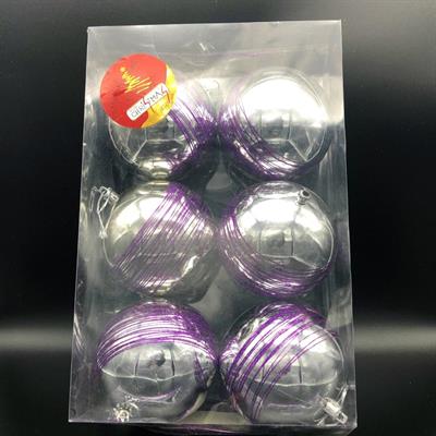 BOX 6 PALLINE 10CM SILVER  .m
