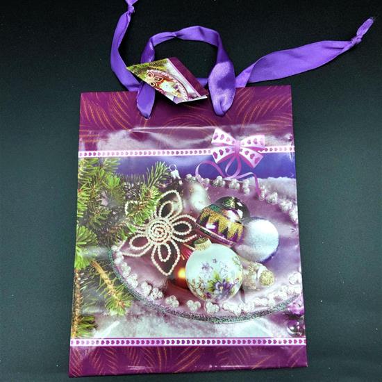 SHOPPER NATALE VIOLA GLITTER 33x25x9  .m