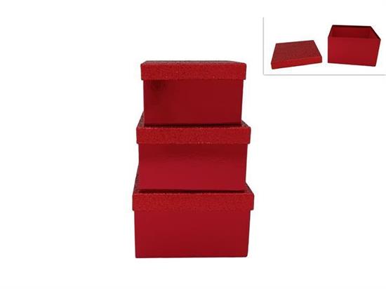 SCATOLA ROSSA C/COPERCHIO GLITTER 21x21 H.13