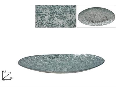 CENTROTAVOLA VETRO OVALE 33x18 SILVER