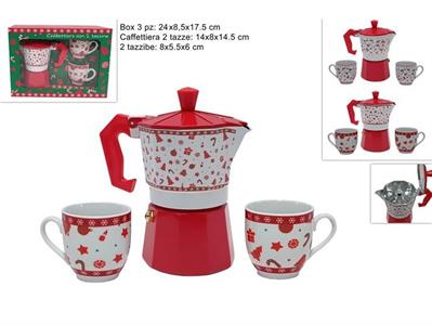 CAFFETTIERA NATALE C/2 TAZZINE IN BOX
