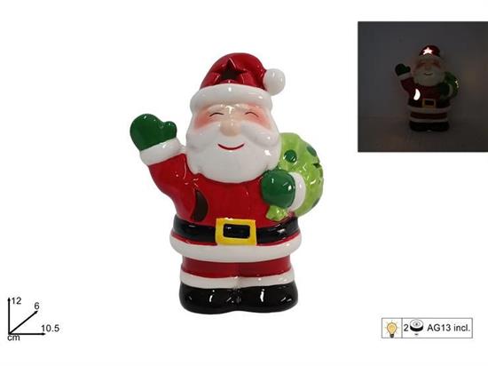 BABBO NATALE CERAMICA C/LUCE 12cm