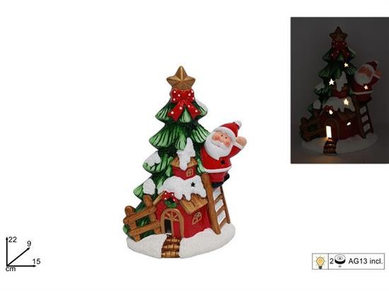 DECORAZIONE ALBERO C/BABBO NATALE 22cm C/LUCE