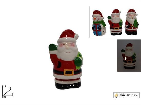 BABBO NATALE CERAMICA C/LUCE 12cm.