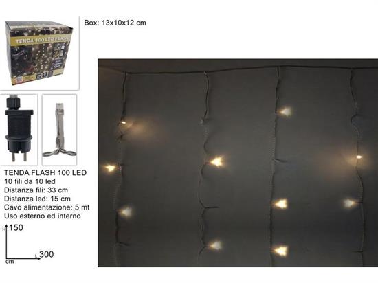 TENDA FLASHLED 100 LED BIANCO CALDO 3x1,5mt