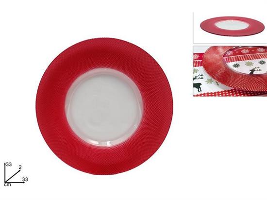 PIATTO VETRO 33cm ROSSO