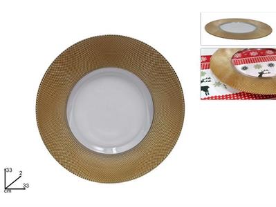 PIATTO VETRO 33cm ORO