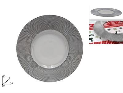 PIATTO VETRO 33cm SILVER