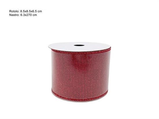 NASTRO RETE GLITTER ROSSO 6,3x270cm