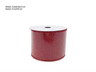NASTRO RETE GLITTER ROSSO 6,3x270cm
