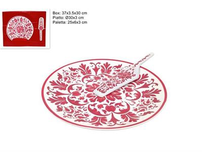 PIATTO C/PALETTA NATALE DECORO MAIOLICA