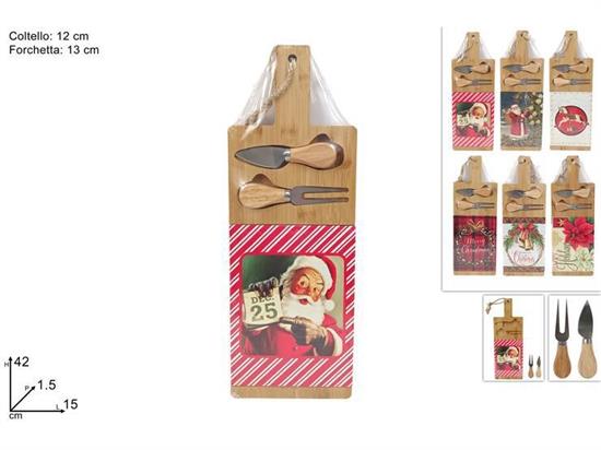 TAGLIERE NATALE LEGNO E CERAMICA C/ACCESSORI